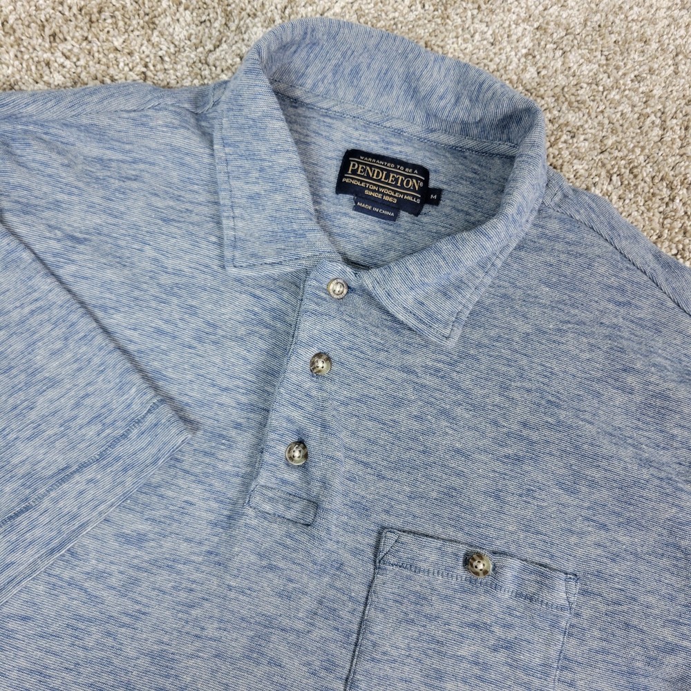 Pendleton Mens Medium Solid Gray Stretch Knit Polo Short Sleeve